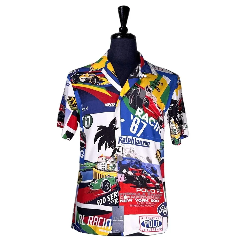 Polo Ralph Lauren Mens Small RL Racing 500 Series Camp Shirt Classic Fit NWT